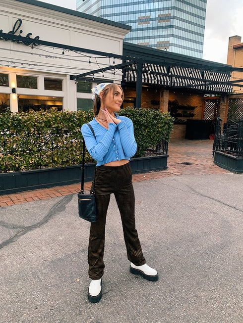 French Icon Ribbed Top// Ocean